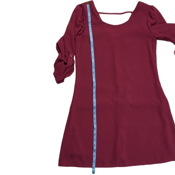 Speechless Dress Roll Tab Sleeve Burgundy Mini Women's‎ XS Casual Party Guest - Picture 8 of 11